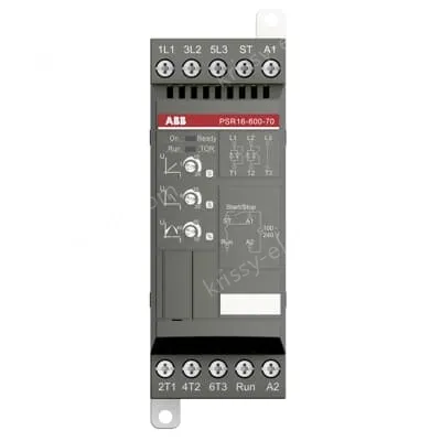 softstarter PSR16-600-70 has a rated maximum operational current of 16 A with an operating voltage span from 208...600 V AC.