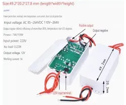 AC-DC buck module: 220V to 12V 1A isolating switching power supply module With wire bonding housing