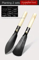 Manganese steel wooden handle wild vegetable shovel (pointed shovel + flat shovel)