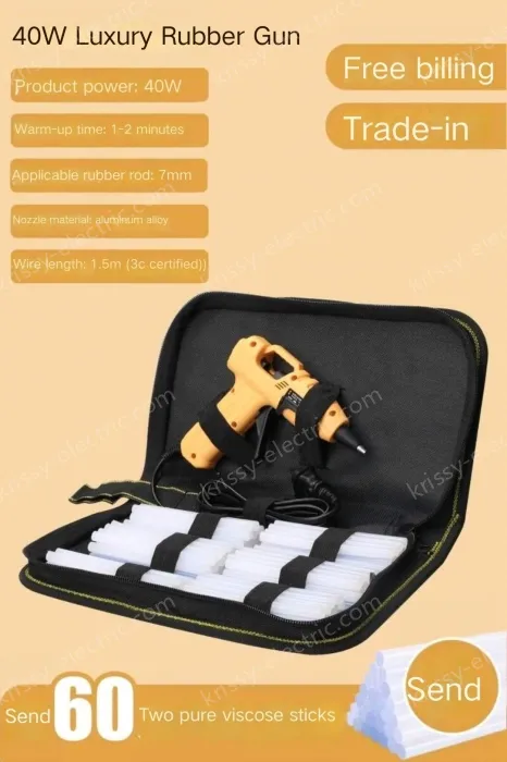 40W luxury glue gun + 60 glue stick + storage bag