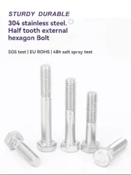 Half thread external hexagonal bolt M6*40